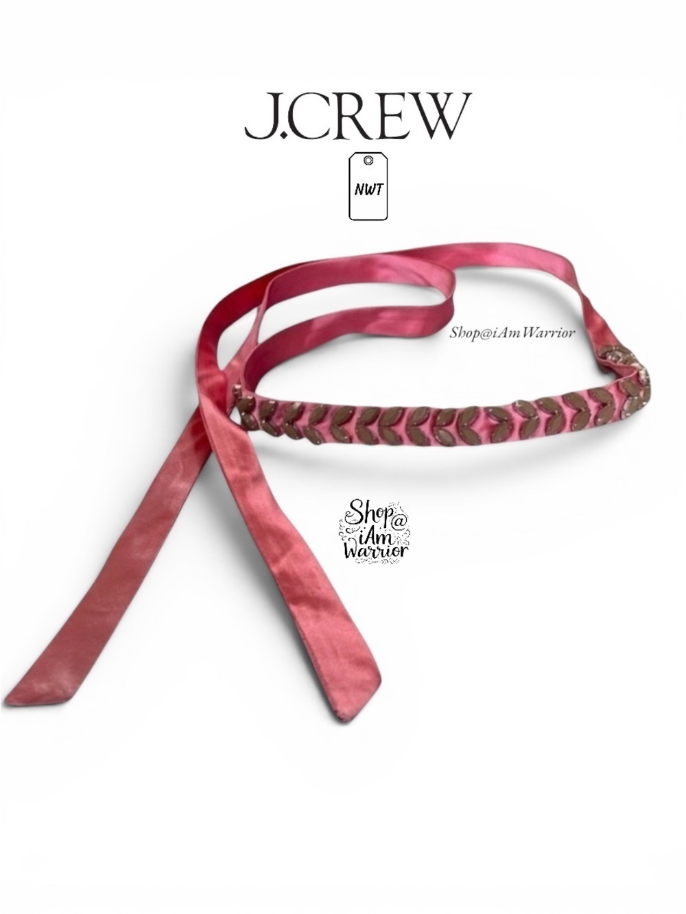 J.Crew NWT pink silk embellished ribbon belt *shop@iamwarrior